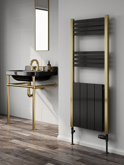 York Chrome & White Towel radiator - 1200 x 485mm
